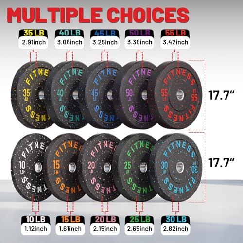 2" Bumper Plates Set Olympic Weight Plates for Barbell Strength Training | Papababe 2Inch Weights Plates Set, Floor Protective Plates, 20-600lbs Rubber Bumper Plates for Weightlifting, Bench Press - size: 160 LB SET (PAIR OF 10, 25, 45 LB), style: High Bo