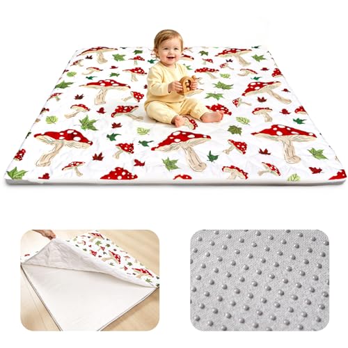 Baby Play Mat, 50x50 Playpen Mat with Machine Washable Cover | Removable, Thicken Cushioning Playmats for Baby, Non-Slip Bottom, Easy to Clean for Infants, Mushroom - color: Mushroom, size: 50" X 50"