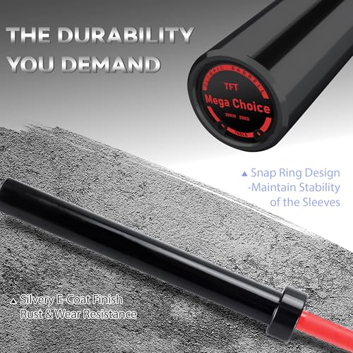 7FT/4 ft Home Gym Barbell Bar – 700LB/1500LB/500LB Capacity, Anti-Slip Knurling, Solid Steel, for Weightlifting, Strength Training - color: Red, size: 7FT-700lbs