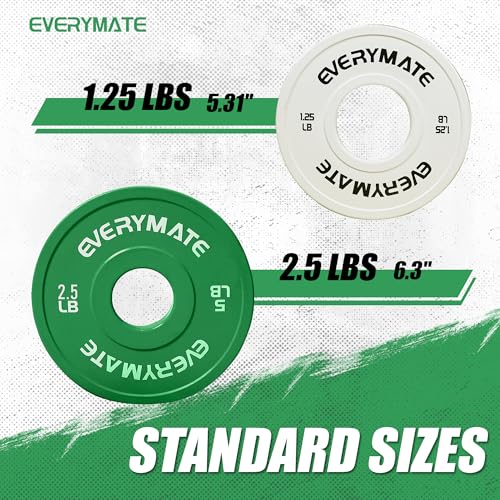 EVERYMATE Change Weight Plates 1.25LB 2.5LB 5LB Set Fractional Plate Olympic Bumper Plates for Cross Training Bumper Weight Plates Steel Insert Strength Training Weight Plates - color: 7.5 LB (1.25+2.5) x2
