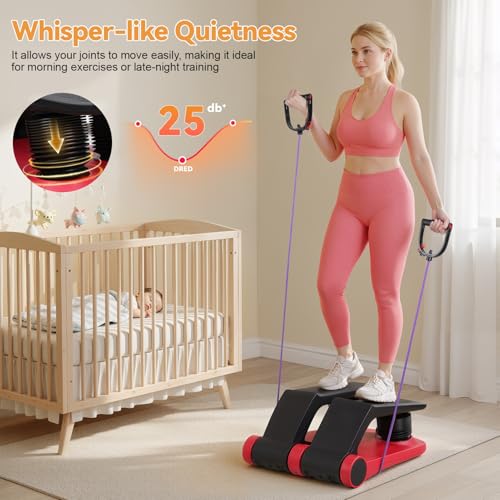 Air Stepper, Mini Stair Climber with Adjustable Resistance LCD Monitor Resistance Bands, Non-Slip Pedals 300lbs Capacity for Home Office Cardio