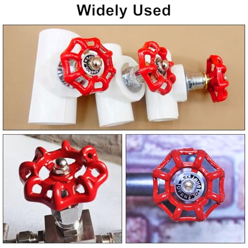 2 Pack Outdoor Faucet Handle, 6mm x 6mm (15/64" x 15/64") Square Stem Hole Faucet Handle Replacement, Cast Iron Round Wheel Water Spigot Handles Replacement with Screws Spacer (Red) - color: Red, size: 6mm x 6mm (2pcs)
