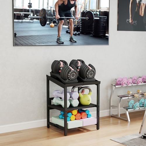 Adjustable Dumbbell Rack, 3 Tier Adjustable Dumbbell Stand, Holds 660LBS, Heavy Duty Dumbbells Weight Rack, Kettlebell Stand for Home Gym Strength Training, Rack Only