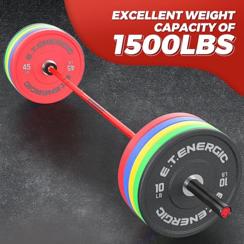 7FT Alloy Steel Olympic Barbell, 1500LB 45LB | 28mm knurled grip bar with needle bearings, chrome finish, 2-inch plate fit, and 1500LB capacity for heavy lifts - color: Black&Red