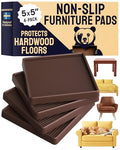 CasterMaster Square Rubber Pads - 5x5 in Brown, 4 Pack | Non-slip caster cups - anti-skid - Use for couches, beds & chairs on hardwood, tile & vinyl - color: Brown, size: 5'' x 5'' (Pack of 4)