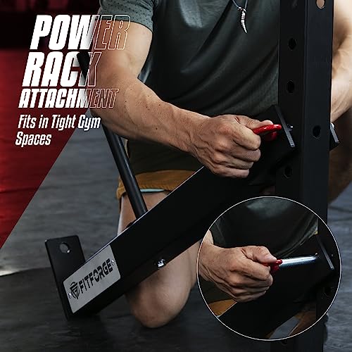 FitForge Belt Squat Attachment for Rack and Squat Belt - Space Saving Power Rack Squat Stand Attachment - Power Cage Squat Rack Add On for Home Gym, Compatible with All Hole Plates
