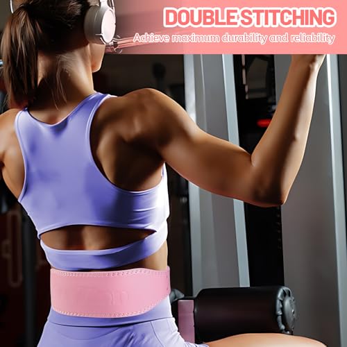 9mm Leather Fitness Weight Lifting Belt for Women&Men with 4 Inches Padded Lumbar Support for Power Lifting Workout & Squats Exercise - color: Pink, size: Extra Small