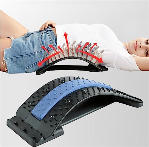 Lumbar Arc Shaped Traction Massager, Household Magnetic Therapy Back/Cervical/Lumbar Stretch Corrector, Back Relaxation&Pain Relief (Color : Black+Purple, Size : 38.5 * 16.8cm)