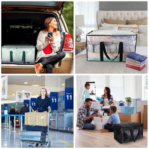 BALEINE 4-Pack Oversized Moving Bags with Reinforced Handles, Heavy-Duty Storage Tote for Clothes, Moving Supplies (Antique Folidage, 4-Pack) - color: Antique Folidage, size: 4-Pack
