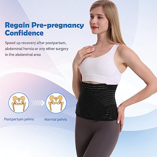 Paskyee Postpartum Belly Band, C-Section & Post Surgery Support Wrap(Black, L/XL) - color: Black, size: L/XL