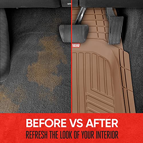 Motor Trend FlexToughXL Floor Mats for Cars Full Set, All-Weather Rubber Automotive Floor Mats, Waterproof Heavy Duty Car Mats, Flexible Floor Liners for Car Truck Van SUV, Car Floor Mats (Beige) - color: Beige, style: FlexToughXL