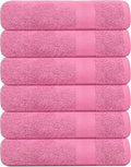 KAHAF COLLECTION 100% Cotton Bath Towels, 24x48 Pack of 6 Towels, Quick Dry, Highly Absorbent, Soft Feel Towel, Gym, Spa, Bathroom, Shower, Pool, Luxury Soft Towels (Pink, 24x48-6 Pack) - color: Pink, size: 24x48 - 6 Pack