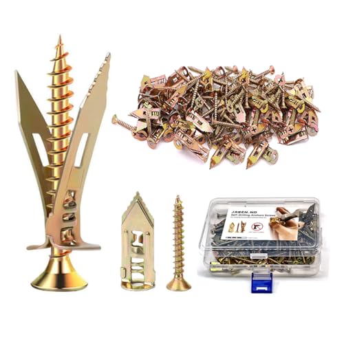 Self-Drilling Drywall Anchors,Heavy Duty Drywall Anchors and Screws kit,Door Hinge Repair Tool,Dry Wall Anchors for Fixing Wall Decor, Furniture,Statues,Photo Frames (1.57IN,100Pcs) - color: 1.57IN,100Pcs