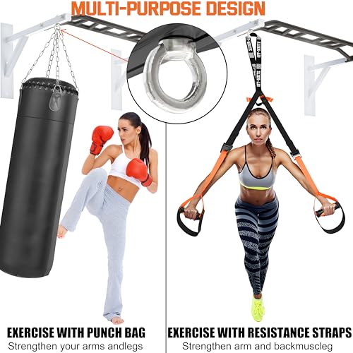 Upgrade Pull Up Bar Wall Mounted,Heavy Duty Multi Grip Chin Up Bar for Strength Training, 600 lbs Capacity, Durable Steel Construction, Perfect for Home and Garage Workouts - color: White Black