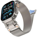 WINGLE Milanese Loop for Apple Watch Band Ultra 3/2/1 Band Ultra 49mm Series 11 10 46mm 45mm 44mm SE 3/2/1 Series 9 8 7 6 5 4 3 Men Women,Parachute-Style Buckle Stainless Steel Mesh Metal iWatch Bands - color: Magnetic Metal Mesh Loop-Titanium