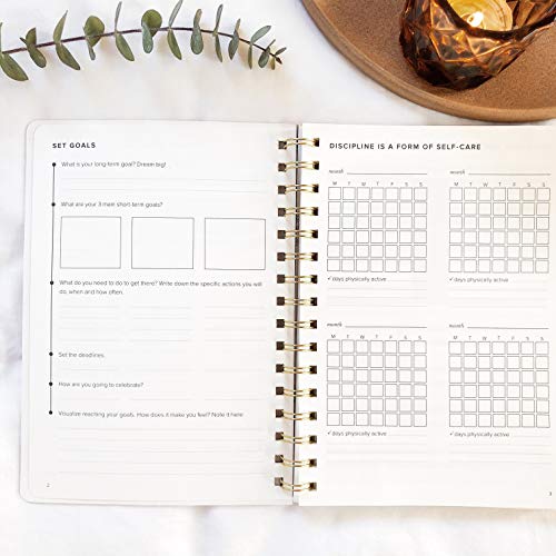 Kunitsa Co. Food and Exercise Journal for Women - Track Meals, Nutrition, and Weight Loss, 90 Days, Walnut Brown, 8.5 x 6 Inches - color: walnut brown