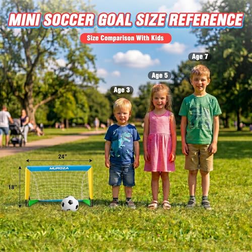 Kids Soccer Goal, Soccer Goals for Backyard Set | 2 Pack 2x1.5ft Portable Pop Up Soccer Nets with Ball and Cones, Soccer Training Set for Toddlers, Indoor & Outdoor Games - color: Blue, Yellow, Green