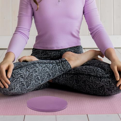 Didiseaon 2pcs Non-slip Yoga Knee Pads and Elbow Support Mats, 10mm Thick Purple Pilates Kneeling Cushions with Anti-skid Silicone Surface for Indoor Exercise and Home Workout