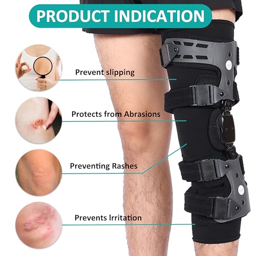 Knee Brace Undersleeve, Protective Leg Sleeve Liner for Sensitive Skin Chafing Prevention, Comfort Tapered Compression Shield for Post-Surgery Recovery, Fits Men Women, Black (XXL)