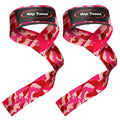 Rip Toned Lasso Lifting Straps for Weightlifting, 23¼" Padded | 1 Pair, cotton, non-latex neoprene. No break-in. Quick release. Deadlifts, rows, shrugs, pull-ups. Machine washable. - color: Pink Camo