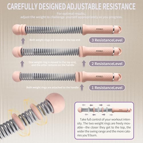 WIitsparklle Portable Adjustable Ropeless Battle Ropes with Pink | Weighted Cordless Workout Rope with Anti-slip Handles for Low-impact Cardio, HIIT, Home Gym and Office Fitness - color: Pink