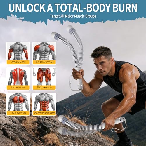 Portable Adjustable Ropeless Battle Ropes with Gray | Weighted Cordless Workout Rope with Anti-slip Handles for Low-impact Cardio, HIIT, Home Gym and Office Fitness - color: Gray