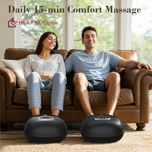 CuPiLo Foot Massager FSA Eligible HSA 2026 Upgraded, Birthday Gifts for Women Men | 5 Levels Compression & Vibration Massage for Plantar Fasciitis Relief, Heat & 3 Kneading, NTC Temperature Control - color: Black