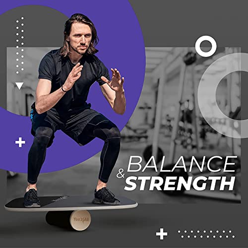 Yes4All Balance Board Sports Trainer, Surf Trainer Board With Adjustable Stoppers, Improve Core Strength and Balance Control - color: A. Gray/Black