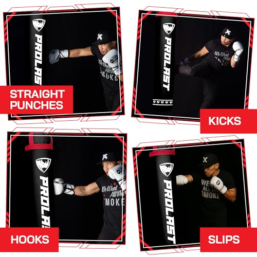 Heavy Punching Kicking Bag for Adults, Boxing, MMA, Martial Arts, Muay Thai, Strength Training Equipment, Filled/Unfilled, 6ft, 150 lbs, Special Edition Logo - color: Black / Red, size: Filled