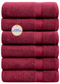 KAHAF COLLECTION 100% Cotton Bath Towels, 24x48 Pack of 6 Towels, Quick Dry, Highly Absorbent, Soft Feel Towel, Gym, Spa, Bathroom, Shower, Pool, Luxury Soft Towels (Burgundy, 24x48-6 Pack) - color: Burgundy, size: 24x48 - 6 Pack