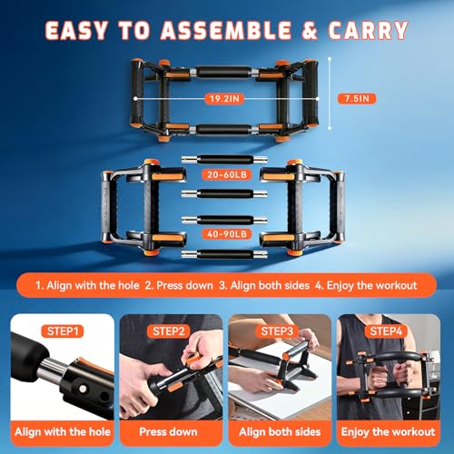 Twister Arm Trainer with Push-Up Grips, Adjustable Resistance (20-90LB), Unisex Chest Workout Equipment, Spring Resistance Exerciser for Muscle Building & Shaping - size: 20-60lbs