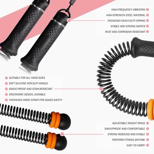 Upgrade Portable Ropeless Battle Ropes - Adjustable Weights Cordless Battle Ropes for Home Gym with Training Poster - Battle Rope Sticks Exercise Equipment for Low-Impact Workout, HIIT & Cardio - Pink - color: Pink