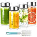 12oz Glass Juice Bottles, 4 Pack | Leakproof stainless steel lids, BPA-free heat resistant glass jars, perfect for juice, smoothies, milk and protein beverages