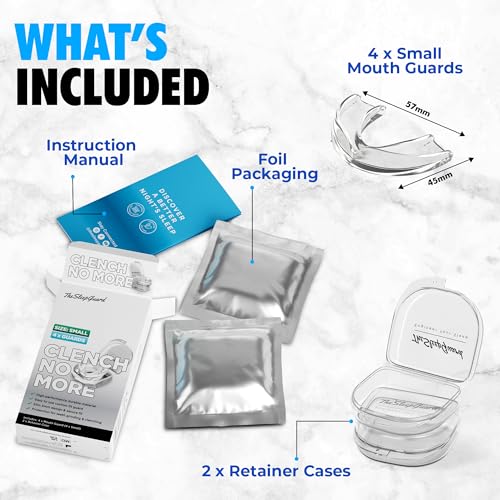 TheSleepGuard Mouth Guard for Clenching Teeth at Night [Pack of 4, Small Size - Women] – Custom Night Guards for Teeth Grinding – Nighttime Protection During Sleep for Adults