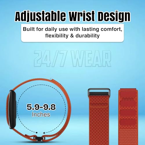 DADO Breathable Nylon Replacement Watch Band Compatible with Polar Loop – Lightweight, Ideal for All Weather Use Sport Strap with Adjustable Hook & Loop Closure - color: Orange Flame