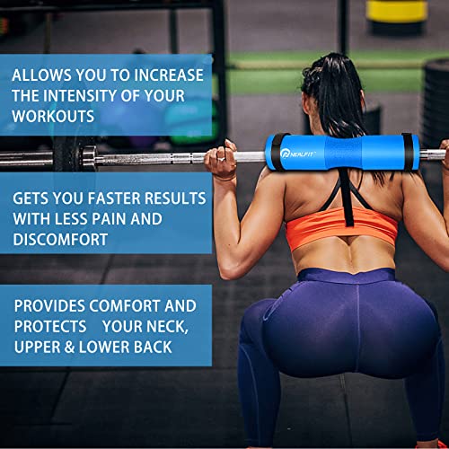 NEALFIT Barbell Pad Squat Pad for Squats—Squat Bar Pad—Great for Weightlifting,Lunges and Hip Thrusts—Foam Sponge Pad—Fit Standard and Olympic Bars Perfectly - color: Blue