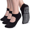 unenow Non Slip Grip Yoga Socks for Women with Cushion for Pilates, Barre, Home - color: 3 Pairs-3 Black