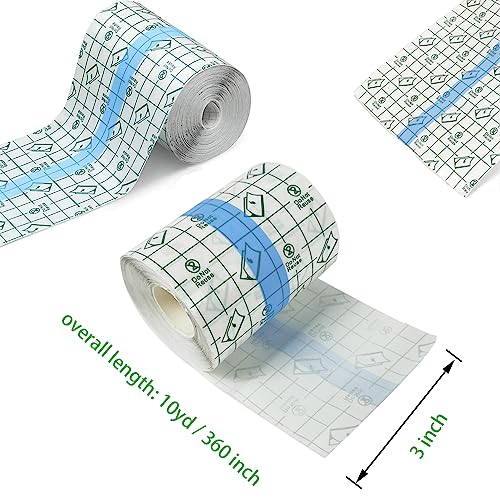 Tattoo Aftercare Bandage Roll 3" x 10 Yard - Waterproof Transparent Film for Tattoos Initial Healing and Skin Repair Adhesive Supply Wrap - size: 3 x 360 Inch
