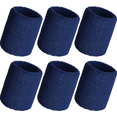 Willbond Wrist Sweatbands, Sports Sweatbands for Competition, Sweat Absorbent, for Basketball, Tennis, Football, Running and Work (Pack of 6) - color: Navy