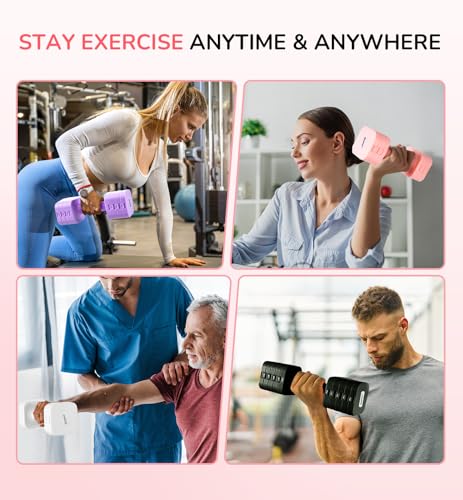 5-in-1 Adjustable Dumbbell Set for Women Men 10 lb Each | Dumbbells Set of 2, Free Weight Set at Home Gym, Locking/TPU Soft Handle for Exercise & Muscle Toning Weight Loss - color: Pink