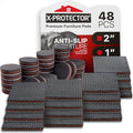 Non Slip Furniture Pads X-PROTECTOR 48PCS - 32pcs 1” Round +16pcs 2" Square | Furniture Grippers! Rubber Feet Hardwood Floor Protectors for Furniture Legs - Couch Stoppers - Keep Furniture in Place! - size: 1 & 2 inch 48 Mixed