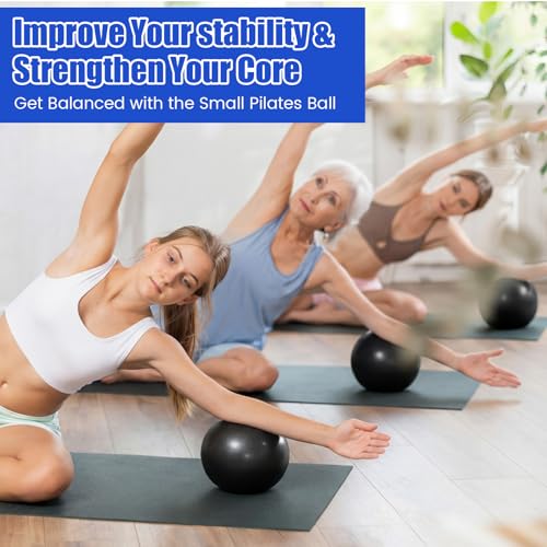40 Pcs 9 Inch Bulk Pilates Balls Resistance Bands Set 20 Mini Bulk Exercise Balls Yoga 20 Resistance Loop Exercise Bands for Stability Fitness Physical Strength Office Training Gym - color: Black