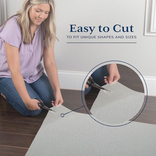 Veken Rug Gripper Pad for Hardwood Floors Tile Floors with 8 Pcs Rug Tape, Thick Cushion Non Slip Rug Pads for Area Rugs, Under Carpet Anti Skid Mat, Keep Your Rugs Safe and in Place, 2x3 Ft - size: 2' x 3' (Rectangular), style: White (Add 8 Rug Grippers)
