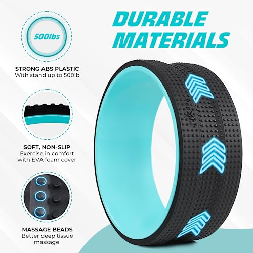 Yes4All Yoga Wheel Roller, 500 lb Capacity Back Cracker Roller for Comfort HIPS & Neck, Available in 6”/10”/12” Sizes - color: Black - Mint, style: 12" - Gentle
