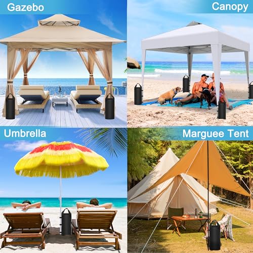 Canopy Weights Sand Bags for Weight Windproof Pop up Canopy Tent -(No Sand)-4 Pack-125LBS - color: Black(4 Pack)