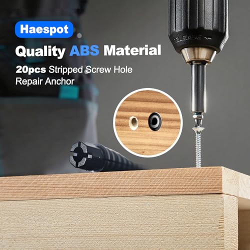 Black 12PCS Stripped Screw Hole Repair Anchor, Door Hinge Screw Hole Filler, Multi Use Wall Anchors, Fits Wood Screws Sizes #2 to #16 - color: Black