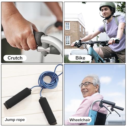 4Pcs Walking Cane Hand Grips - Black Foam Replacement for Offset Canes - size: 0.8