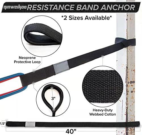 Door Anchor Strap for Resistance Bands, Padded Nylon Workout Door Anchor Fits Loop Bands & Exercise Tubes for Home Gym Physical Therapy - color: Black06 42"