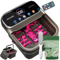 OOAMBB Collapsible Foot Spa with Heat, Bubble,Temp Control,Remote Control, Color Touch Screen Foot Bath Massager with 6 Massage Rollers,Foot Soaking Tub (Deep Grey+Green) - color: Deep Grey+green