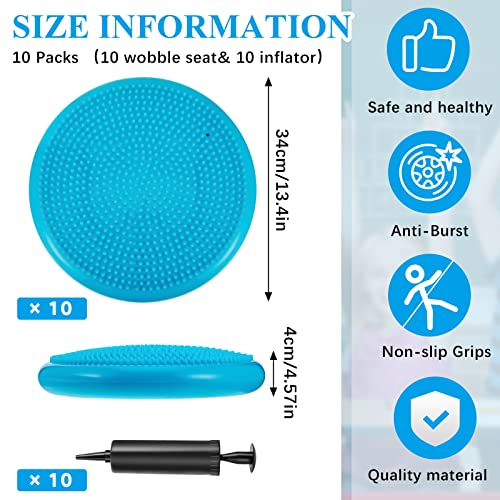 10 Pcs Wobble Cushion Wiggle Seat for Sensory Kid Flexible Seating Promotes Active Learning Improves Student Productivity Stability Inflated Balance Disc Pad with Air Pump for Classroom - color: Mint Green